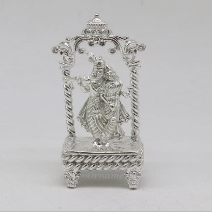 925 sterling silver handmade Divine Hindu god Krishna with Radha blessing Statue, Stunning Radha kishan figurine puja article su999 - TRIBAL ORNAMENTS