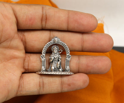 925 silver handmade Lord Hanuman blessing statue, divine Hindu sculpture, intricate designer figurine for puja and spiritual decor