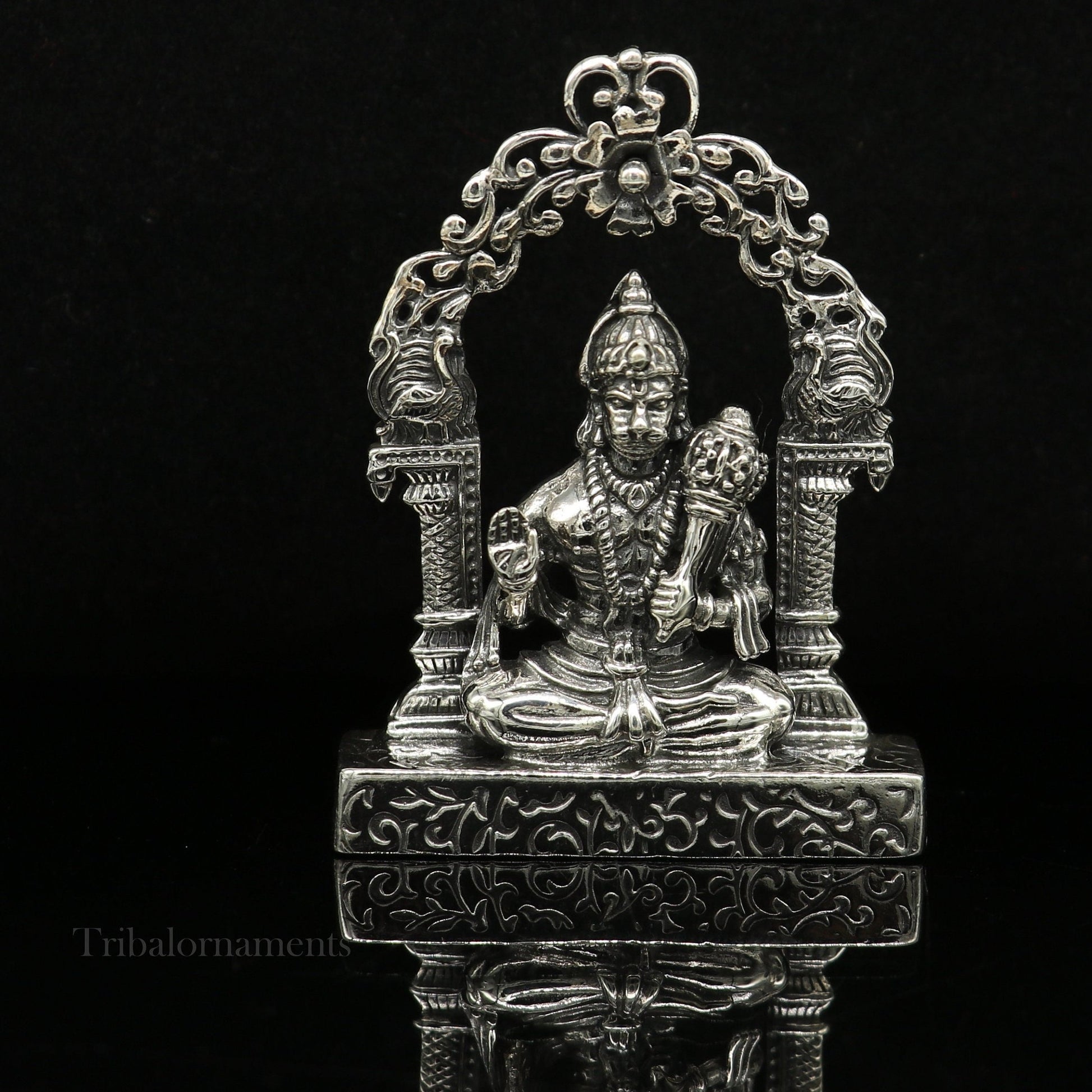 925 sterling silver handmade Divine Hindu god Lord Hanuman blessing Statue, amazing designer Divine Sculpture figurine puja article art162 - TRIBAL ORNAMENTS