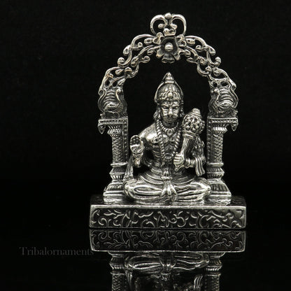 925 sterling silver handmade Divine Hindu god Lord Hanuman blessing Statue, amazing designer Divine Sculpture figurine puja article art162 - TRIBAL ORNAMENTS
