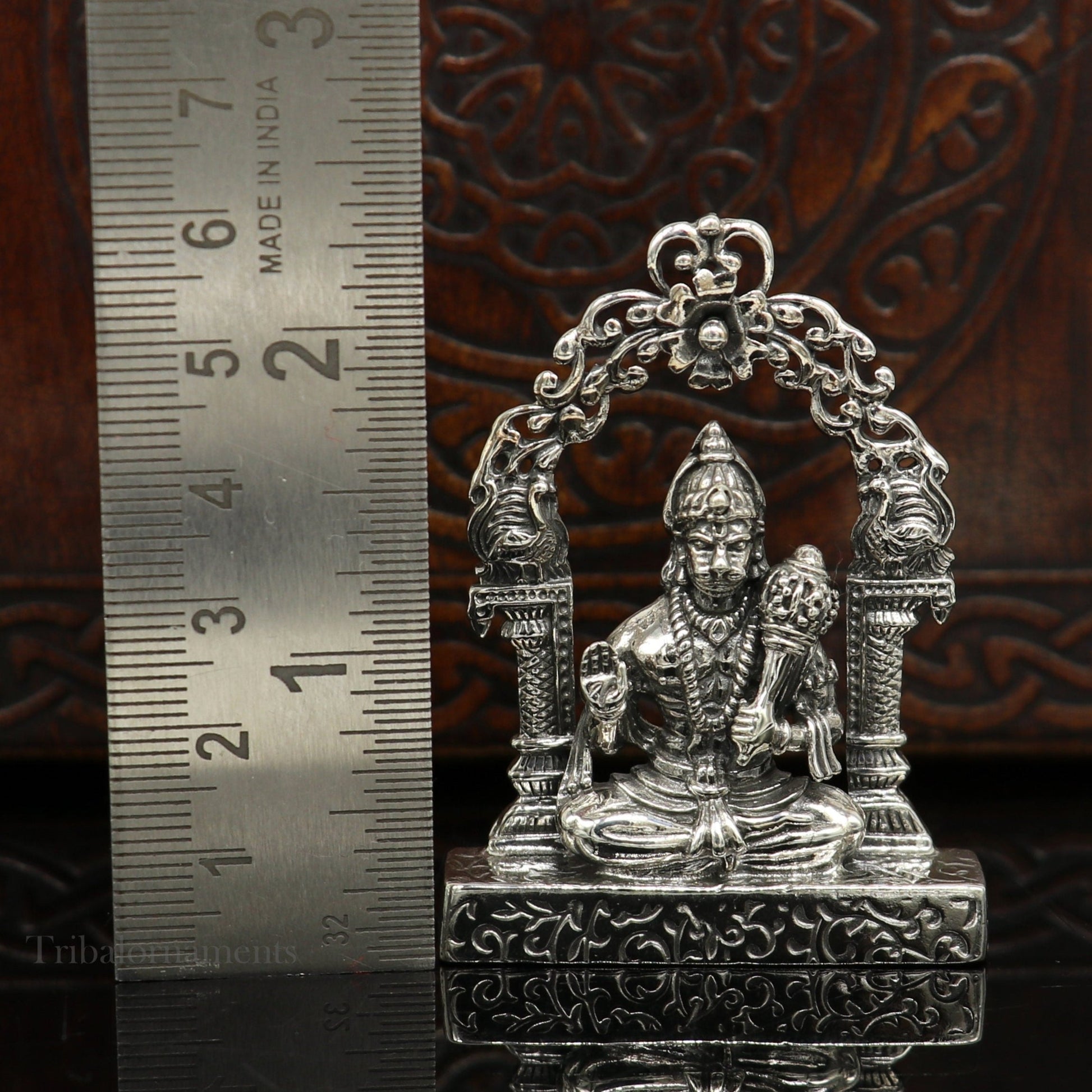 925 sterling silver handmade Divine Hindu god Lord Hanuman blessing Statue, amazing designer Divine Sculpture figurine puja article art162 - TRIBAL ORNAMENTS