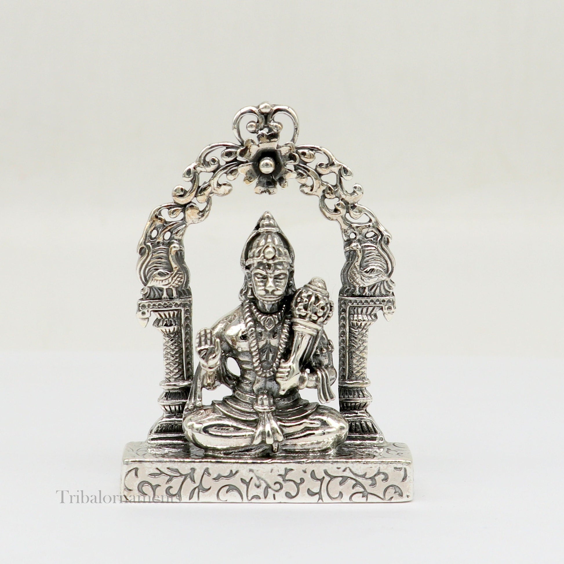 925 sterling silver handmade Divine Hindu god Lord Hanuman blessing Statue, amazing designer Divine Sculpture figurine puja article art162 - TRIBAL ORNAMENTS