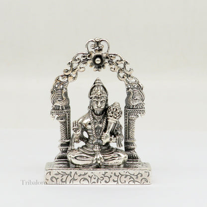 925 sterling silver handmade Divine Hindu god Lord Hanuman blessing Statue, amazing designer Divine Sculpture figurine puja article art162 - TRIBAL ORNAMENTS