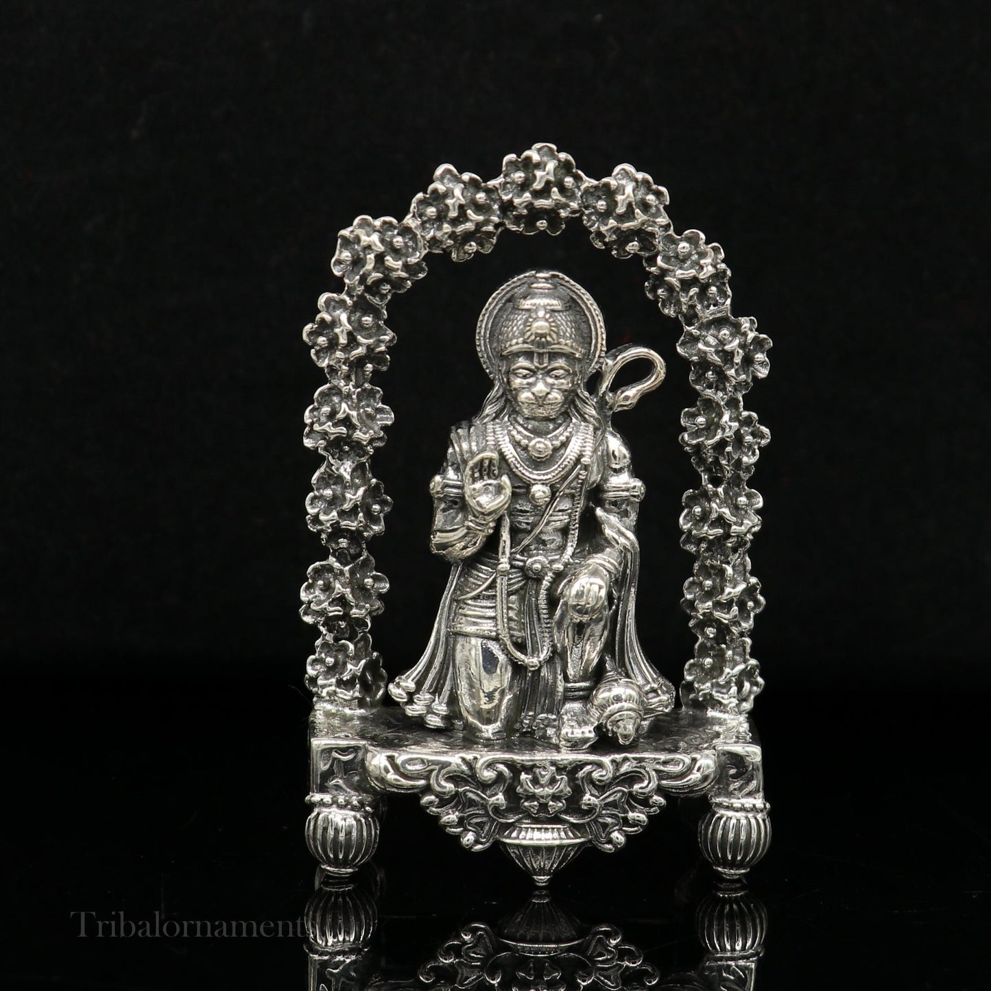 925 sterling silver handmade Divine Hindu god Lord Hanuman blessing Statue, amazing designer Divine Sculpture figurine puja article art166 - TRIBAL ORNAMENTS