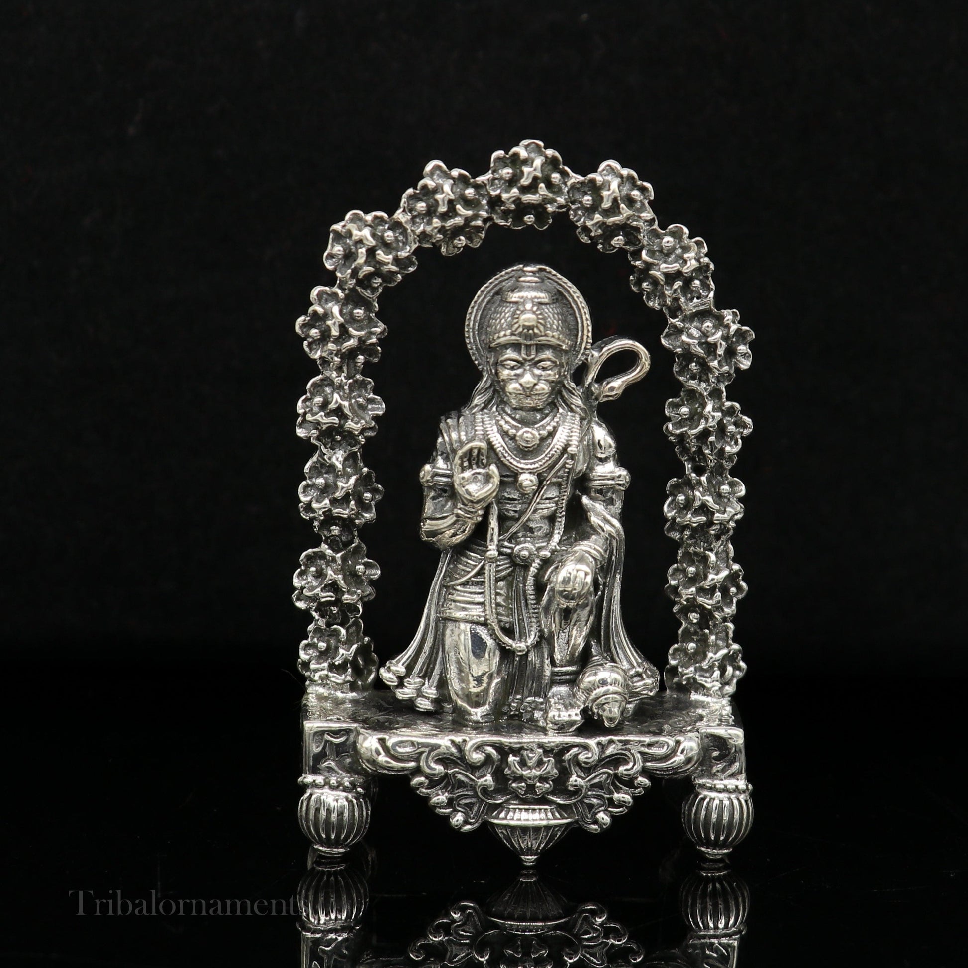 925 sterling silver handmade Divine Hindu god Lord Hanuman blessing Statue, amazing designer Divine Sculpture figurine puja article art166 - TRIBAL ORNAMENTS