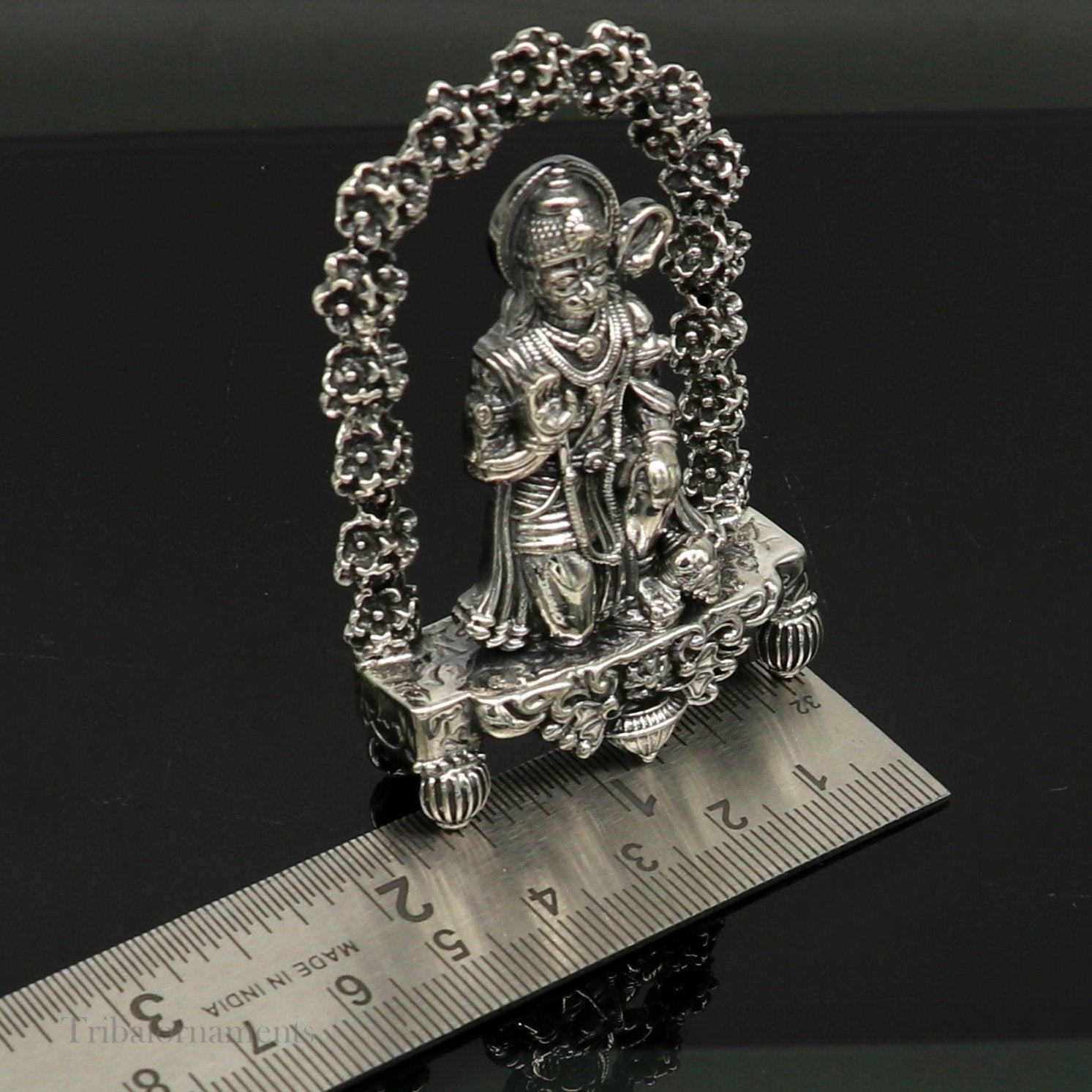 925 sterling silver handmade Divine Hindu god Lord Hanuman blessing Statue, amazing designer Divine Sculpture figurine puja article art166 - TRIBAL ORNAMENTS