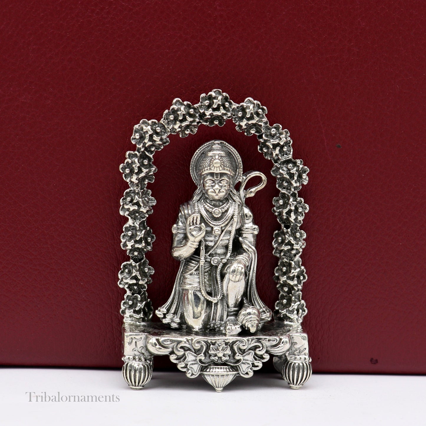 925 sterling silver handmade Divine Hindu god Lord Hanuman blessing Statue, amazing designer Divine Sculpture figurine puja article art166 - TRIBAL ORNAMENTS
