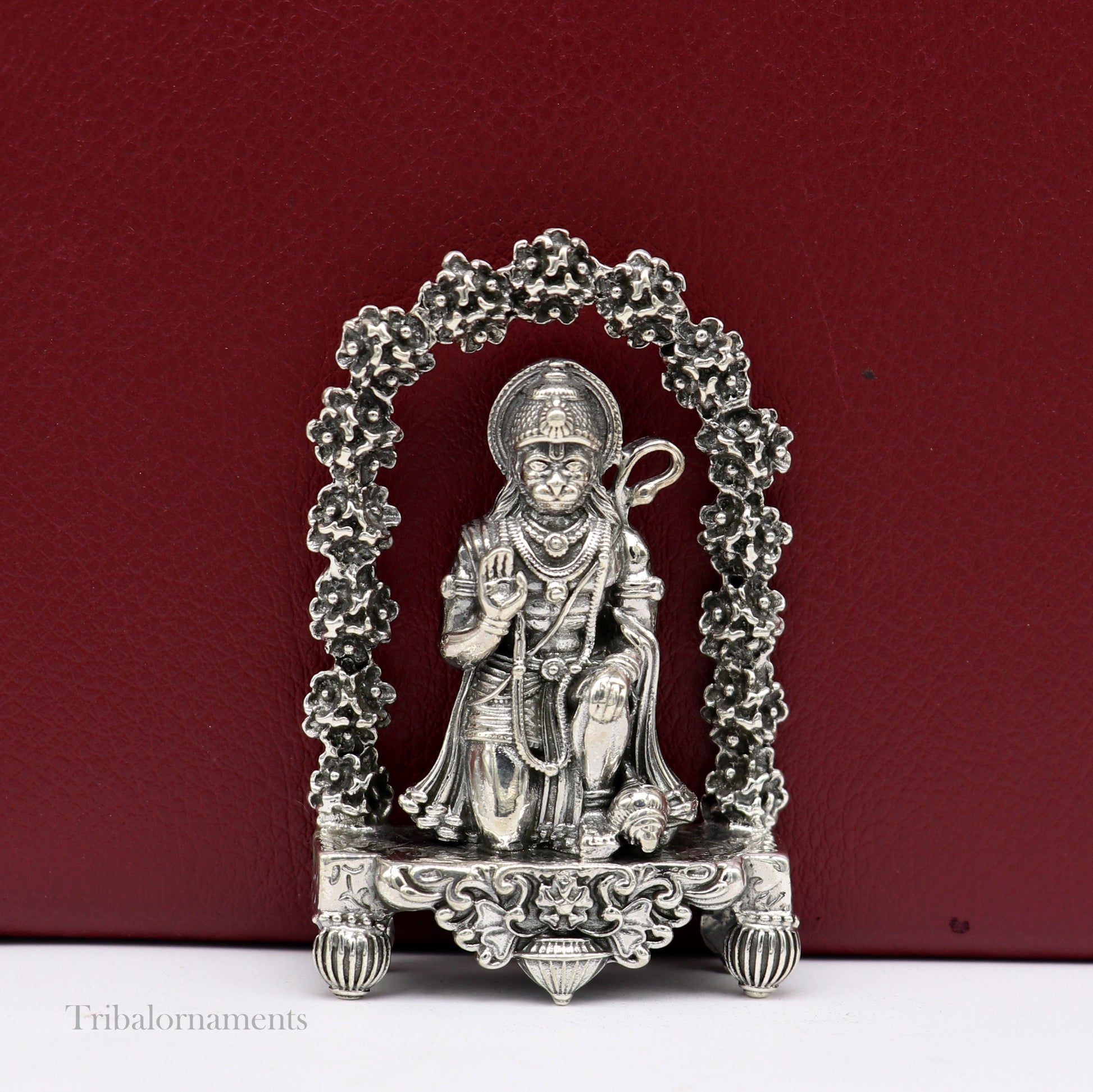 925 sterling silver handmade Divine Hindu god Lord Hanuman blessing Statue, amazing designer Divine Sculpture figurine puja article art166 - TRIBAL ORNAMENTS