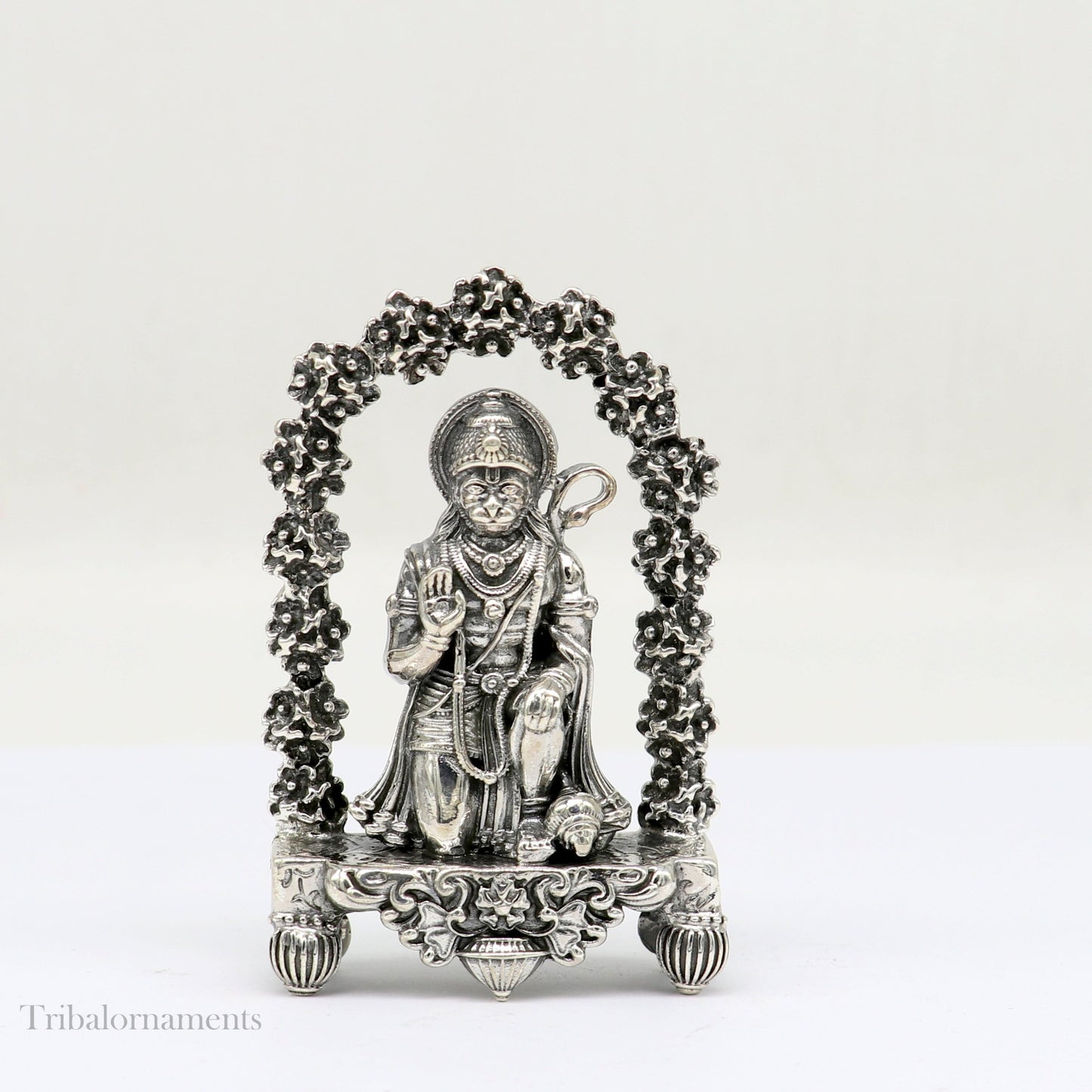 925 sterling silver handmade Divine Hindu god Lord Hanuman blessing Statue, amazing designer Divine Sculpture figurine puja article art166 - TRIBAL ORNAMENTS