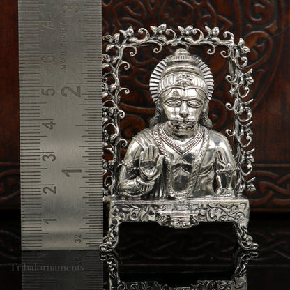 925 sterling silver handmade Divine Hindu god Lord Hanuman blessing Statue, amazing designer Divine Sculpture figurine puja article art169 - TRIBAL ORNAMENTS