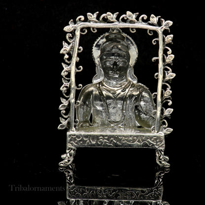 925 sterling silver handmade Divine Hindu god Lord Hanuman blessing Statue, amazing designer Divine Sculpture figurine puja article art169 - TRIBAL ORNAMENTS