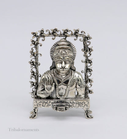 925 sterling silver handmade Divine Hindu god Lord Hanuman blessing Statue, amazing designer Divine Sculpture figurine puja article art169 - TRIBAL ORNAMENTS