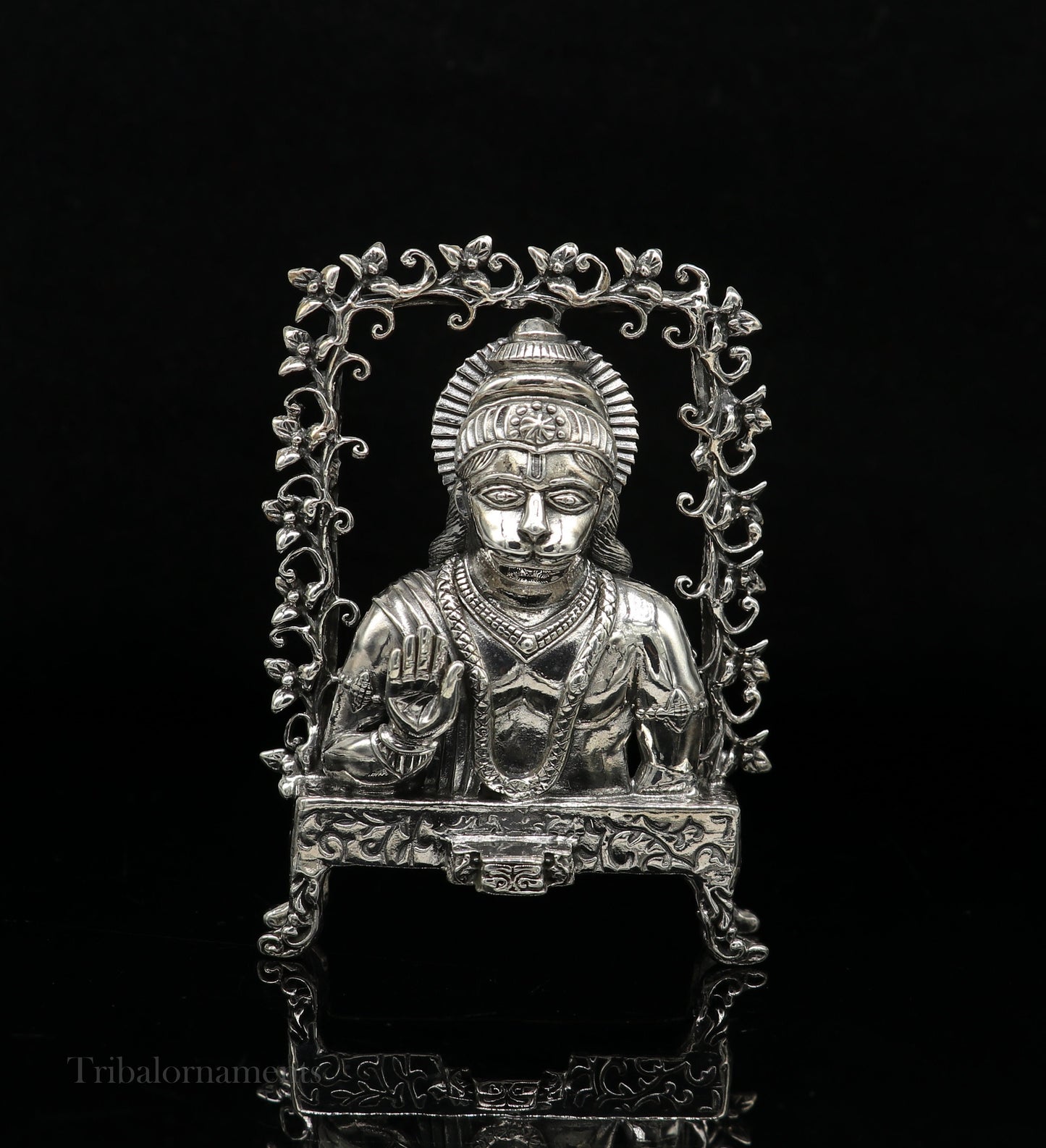 925 sterling silver handmade Divine Hindu god Lord Hanuman blessing Statue, amazing designer Divine Sculpture figurine puja article art169 - TRIBAL ORNAMENTS