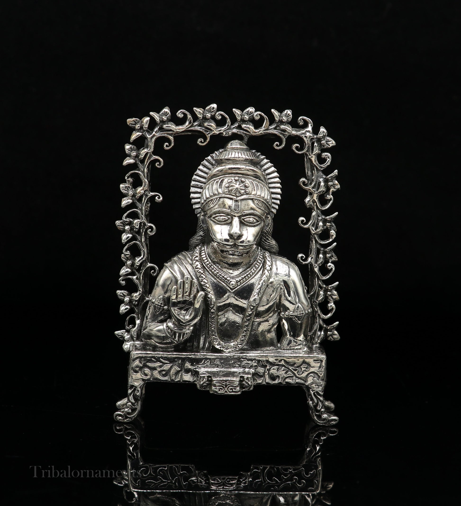 925 sterling silver handmade Divine Hindu god Lord Hanuman blessing Statue, amazing designer Divine Sculpture figurine puja article art169 - TRIBAL ORNAMENTS