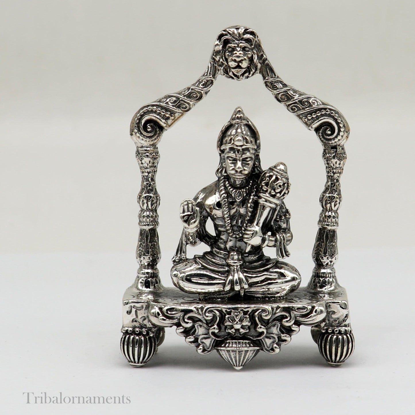 925 sterling silver handmade Divine Hindu god Lord Hanuman blessing Statue, amazing designer Divine Sculpture figurine puja article art171 - TRIBAL ORNAMENTS