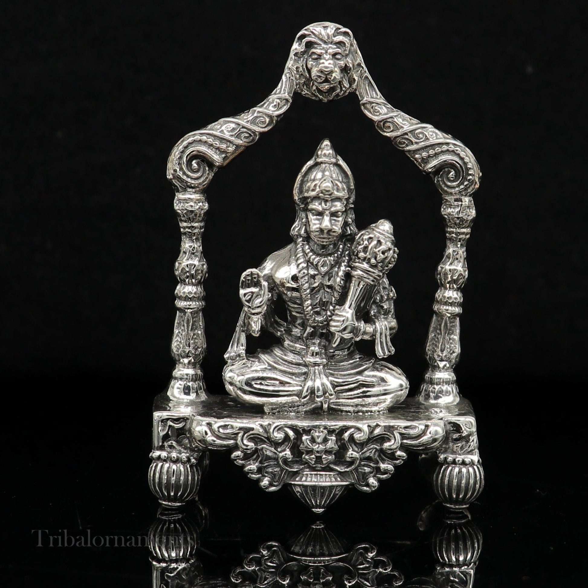 925 sterling silver handmade Divine Hindu god Lord Hanuman blessing Statue, amazing designer Divine Sculpture figurine puja article art171 - TRIBAL ORNAMENTS