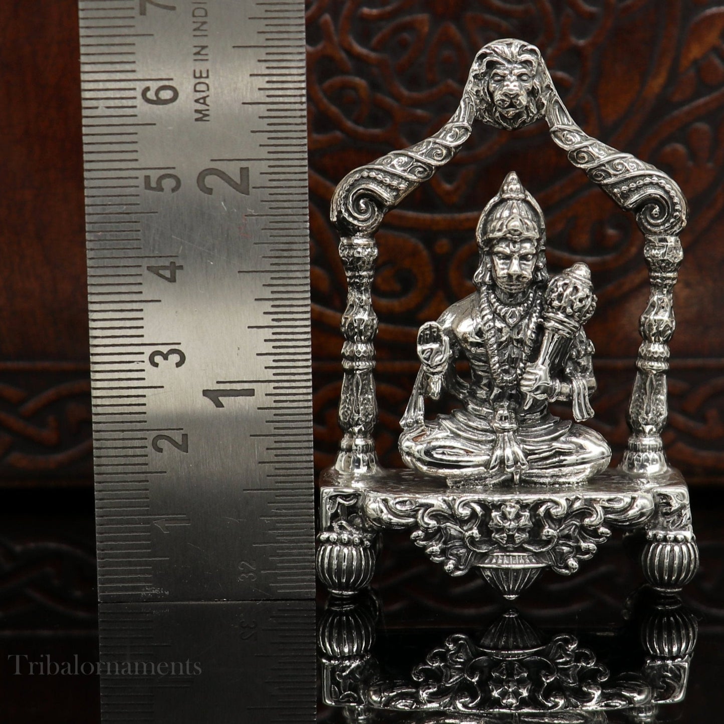 925 sterling silver handmade Divine Hindu god Lord Hanuman blessing Statue, amazing designer Divine Sculpture figurine puja article art171 - TRIBAL ORNAMENTS