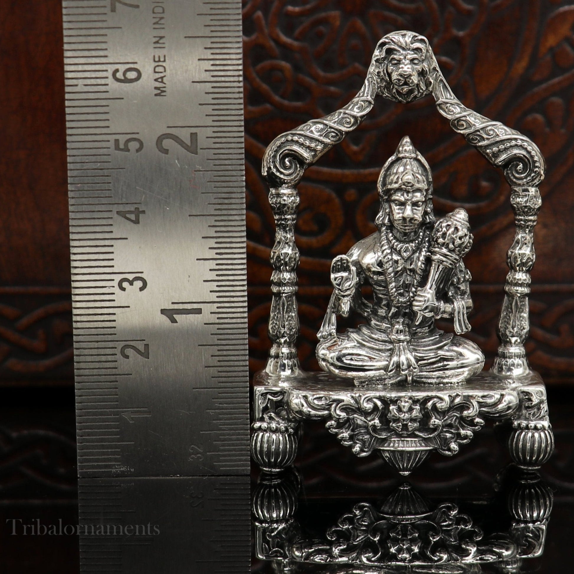 925 sterling silver handmade Divine Hindu god Lord Hanuman blessing Statue, amazing designer Divine Sculpture figurine puja article art171 - TRIBAL ORNAMENTS