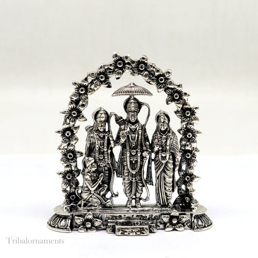 925 sterling silver handmade Divine Hindu god Rama Laxman seeta and Hanuman blessing Statue, Ram Darbar Divine figurine puja article art164 - TRIBAL ORNAMENTS