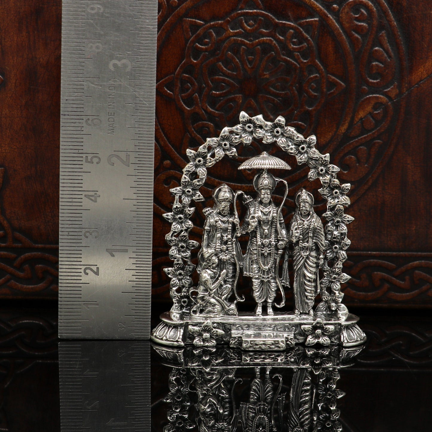 925 sterling silver handmade Divine Hindu god Rama Laxman seeta and Hanuman blessing Statue, Ram Darbar Divine figurine puja article art164 - TRIBAL ORNAMENTS
