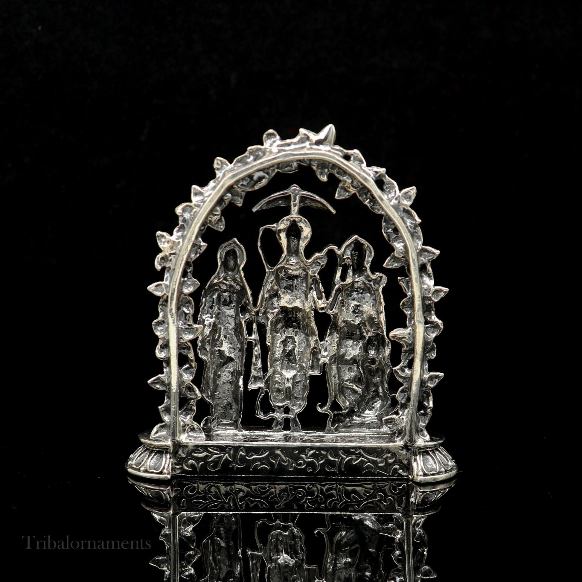 925 sterling silver handmade Divine Hindu god Rama Laxman seeta and Hanuman blessing Statue, Ram Darbar Divine figurine puja article art164 - TRIBAL ORNAMENTS