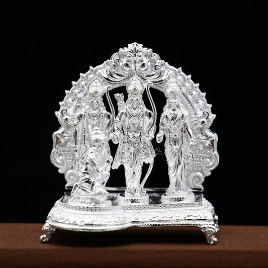 925 sterling silver handmade Divine Hindu god Rama Laxman Seeta and Hanuman blessing Statue, Ram Darbar Divine figurine puja article art642 - TRIBAL ORNAMENTS