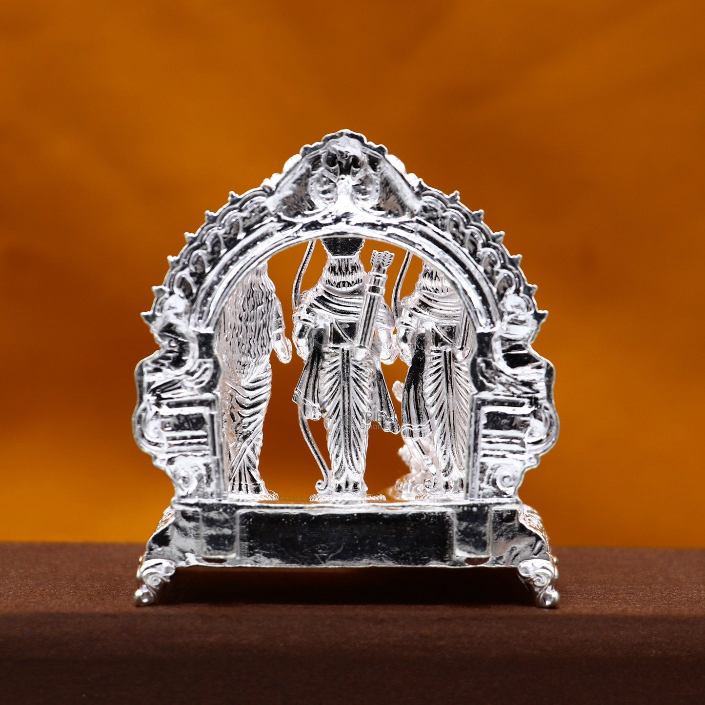 925 sterling silver handmade Divine Hindu god Rama Laxman Seeta and Hanuman blessing Statue, Ram Darbar Divine figurine puja article art642 - TRIBAL ORNAMENTS