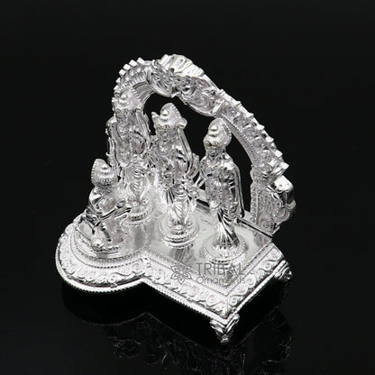 925 sterling silver handmade Divine Hindu god Rama Laxman Seeta and Hanuman blessing Statue, Ram Darbar Divine figurine puja article art642 - TRIBAL ORNAMENTS
