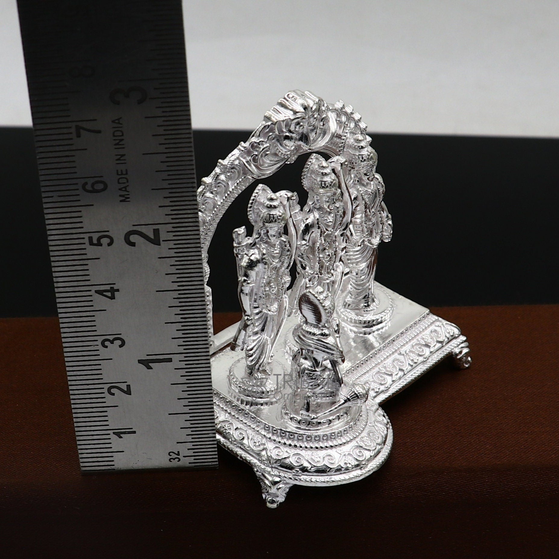 925 sterling silver handmade Divine Hindu god Rama Laxman Seeta and Hanuman blessing Statue, Ram Darbar Divine figurine puja article art642 - TRIBAL ORNAMENTS