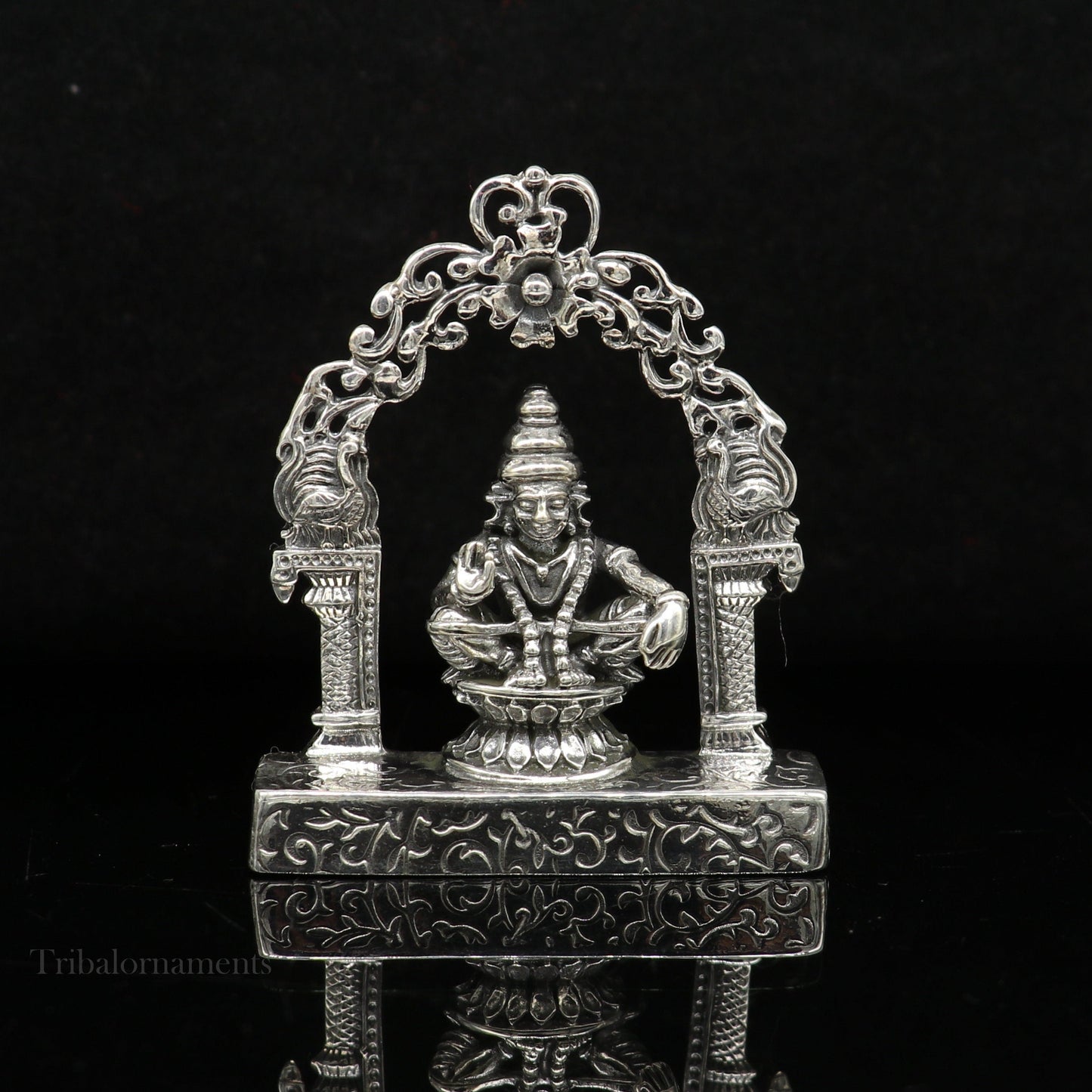 925 sterling silver handmade Divine Hindu idol Aayappa Sabarimala statue murti divine Statue Sculpture figurine puja article gifting  art178 - TRIBAL ORNAMENTS