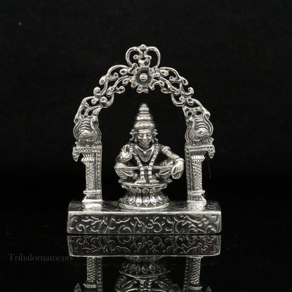 925 sterling silver handmade Divine Hindu idol Aayappa Sabarimala statue murti divine Statue Sculpture figurine puja article gifting  art178 - TRIBAL ORNAMENTS