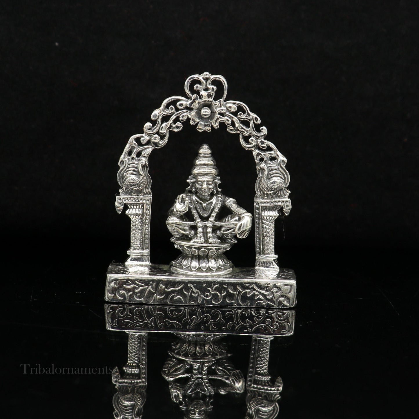 925 sterling silver handmade Divine Hindu idol Aayappa Sabarimala statue murti divine Statue Sculpture figurine puja article gifting  art178 - TRIBAL ORNAMENTS