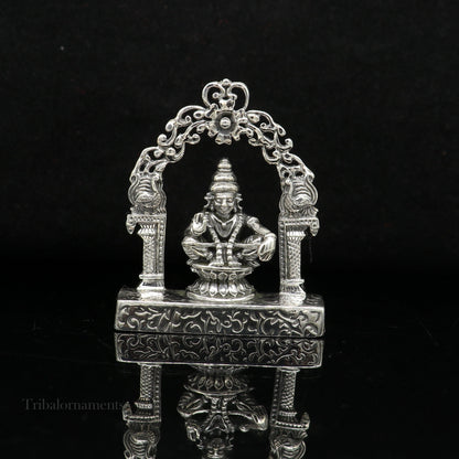 925 sterling silver handmade Divine Hindu idol Aayappa Sabarimala statue murti divine Statue Sculpture figurine puja article gifting  art178 - TRIBAL ORNAMENTS