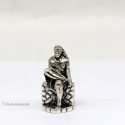 925 sterling silver handmade Divine Hindu idol deity Sai Baba statue murti divine Statue Sculpture figurine puja article gifting art155 - TRIBAL ORNAMENTS
