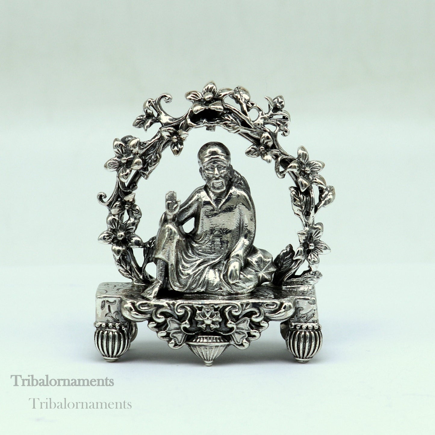 925 sterling silver handmade Divine Hindu idol deity Sai Baba statue murti divine Statue Sculpture figurine puja article gifting art163 - TRIBAL ORNAMENTS