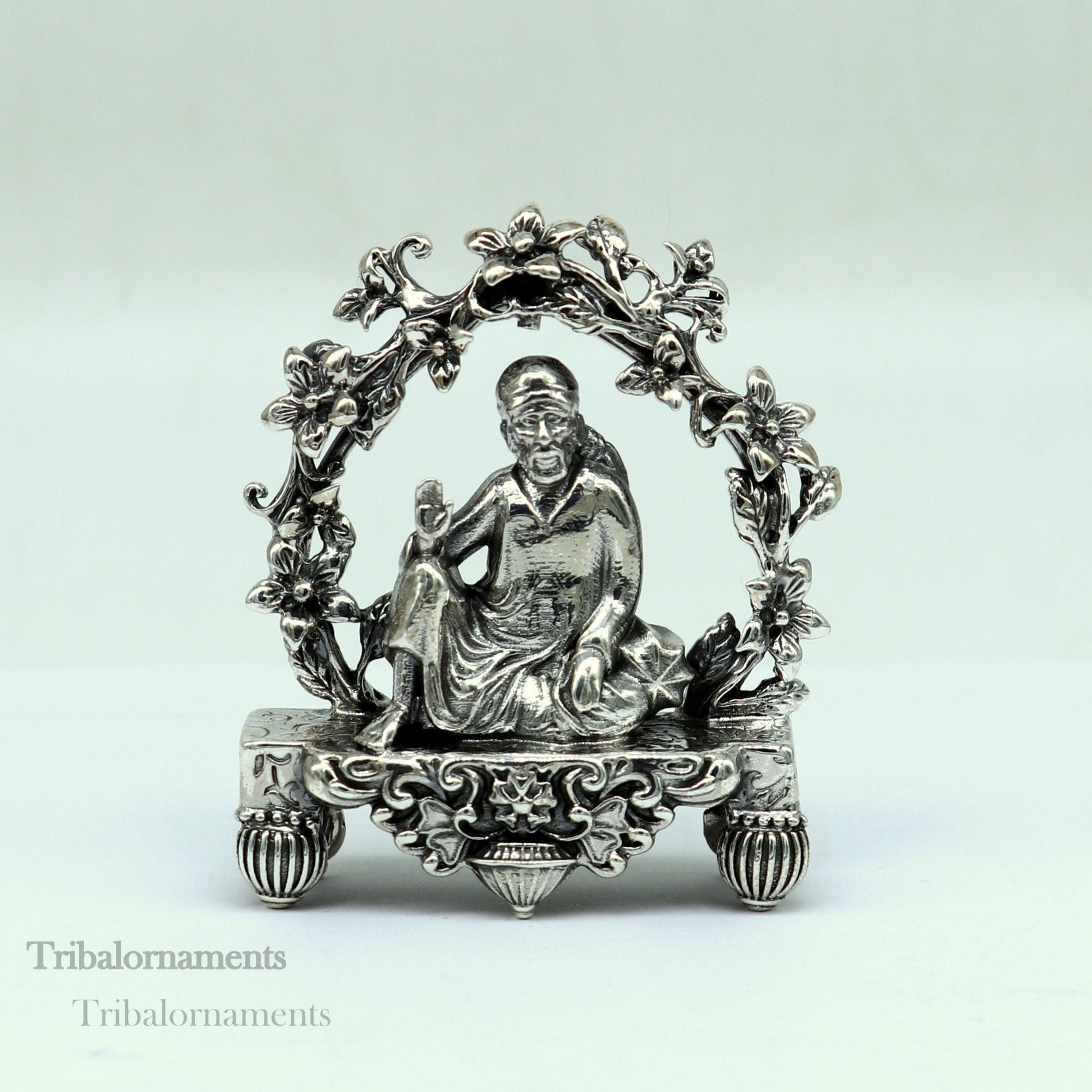 925 sterling silver handmade Divine Hindu idol deity Sai Baba statue murti divine Statue Sculpture figurine puja article gifting art163 - TRIBAL ORNAMENTS