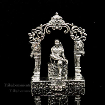 925 sterling silver handmade Divine Hindu idol deity Sai Baba statue murti divine Statue Sculpture figurine puja article gifting art177 - TRIBAL ORNAMENTS