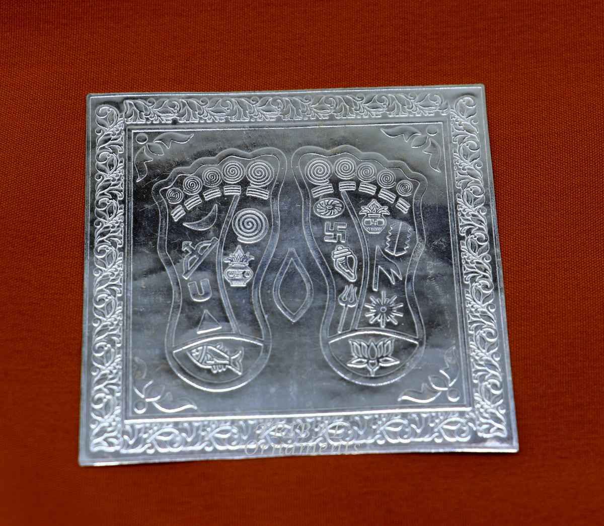 925 sterling silver handmade divine holy shree Lakshmi charan paduka for home temple puja article, amazing silver article su883 - TRIBAL ORNAMENTS