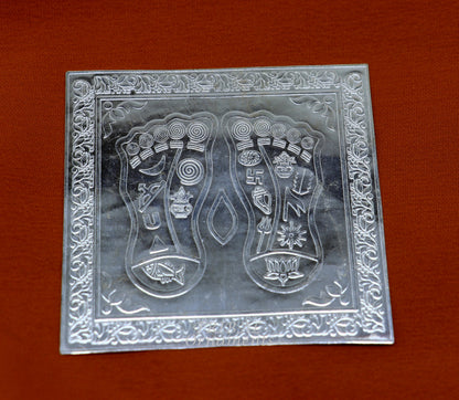 925 sterling silver handmade divine holy shree Lakshmi charan paduka for home temple puja article, amazing silver article su883 - TRIBAL ORNAMENTS