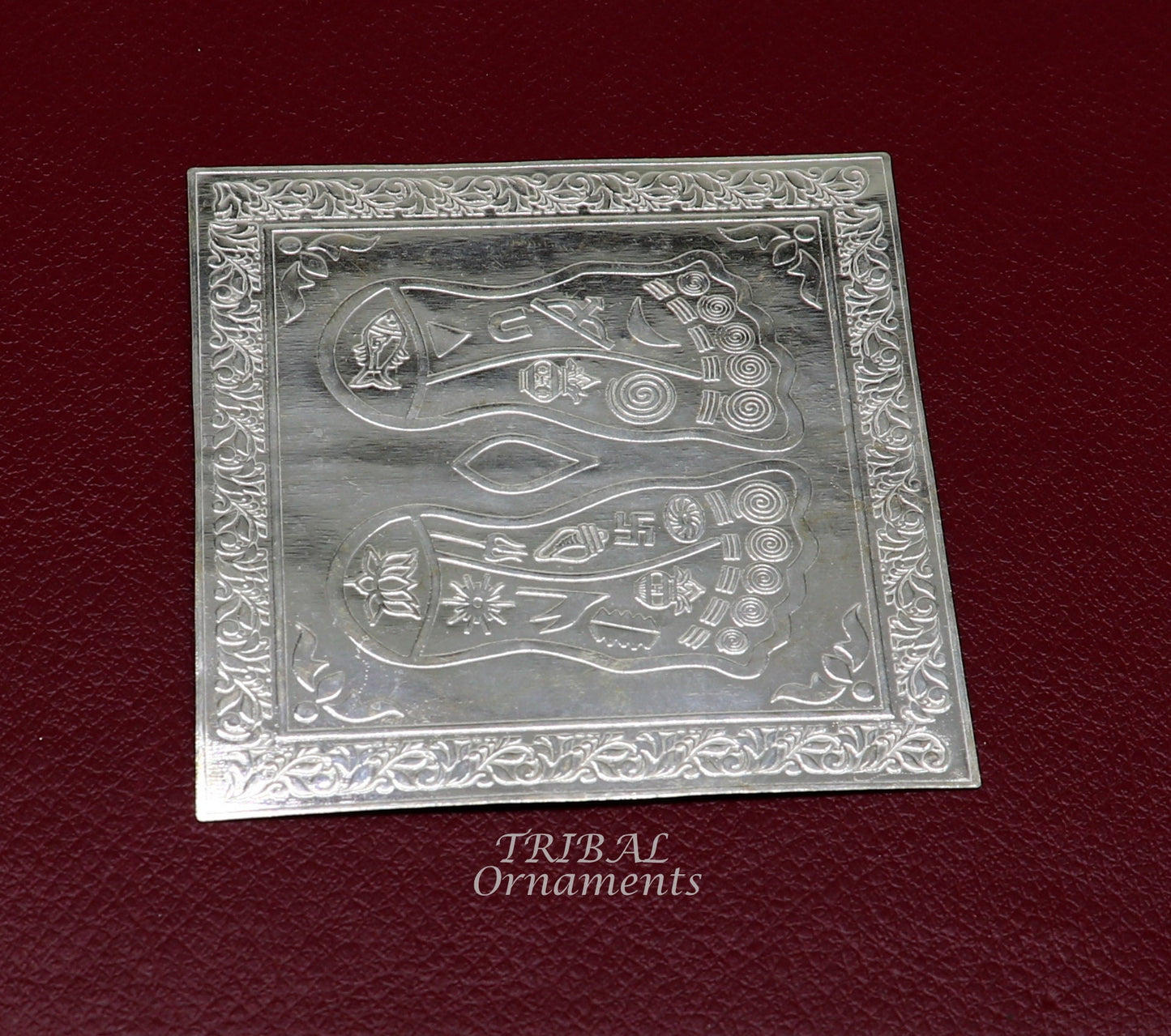 925 sterling silver handmade divine holy shree Lakshmi charan paduka for home temple puja article, amazing silver article su883 - TRIBAL ORNAMENTS