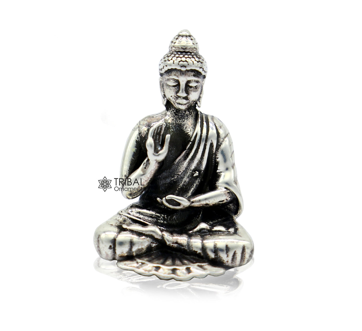 925 sterling silver handmade divine idol buddha figurine meditation statue article art765 - TRIBAL ORNAMENTS