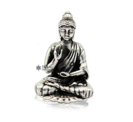 925 sterling silver handmade divine idol buddha figurine meditation statue article art765 - TRIBAL ORNAMENTS