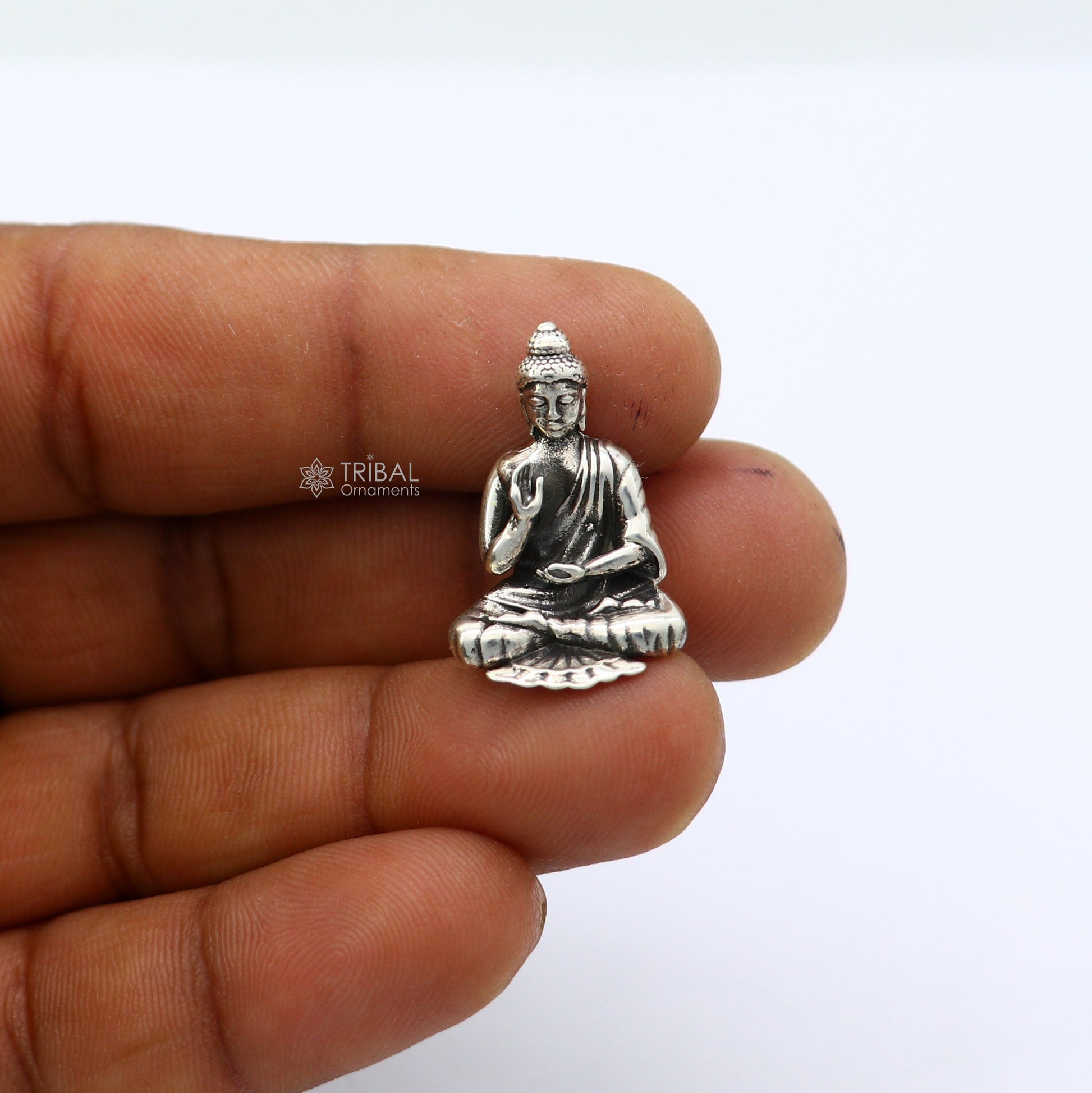 925 sterling silver handmade divine idol buddha figurine meditation statue article art765 - TRIBAL ORNAMENTS