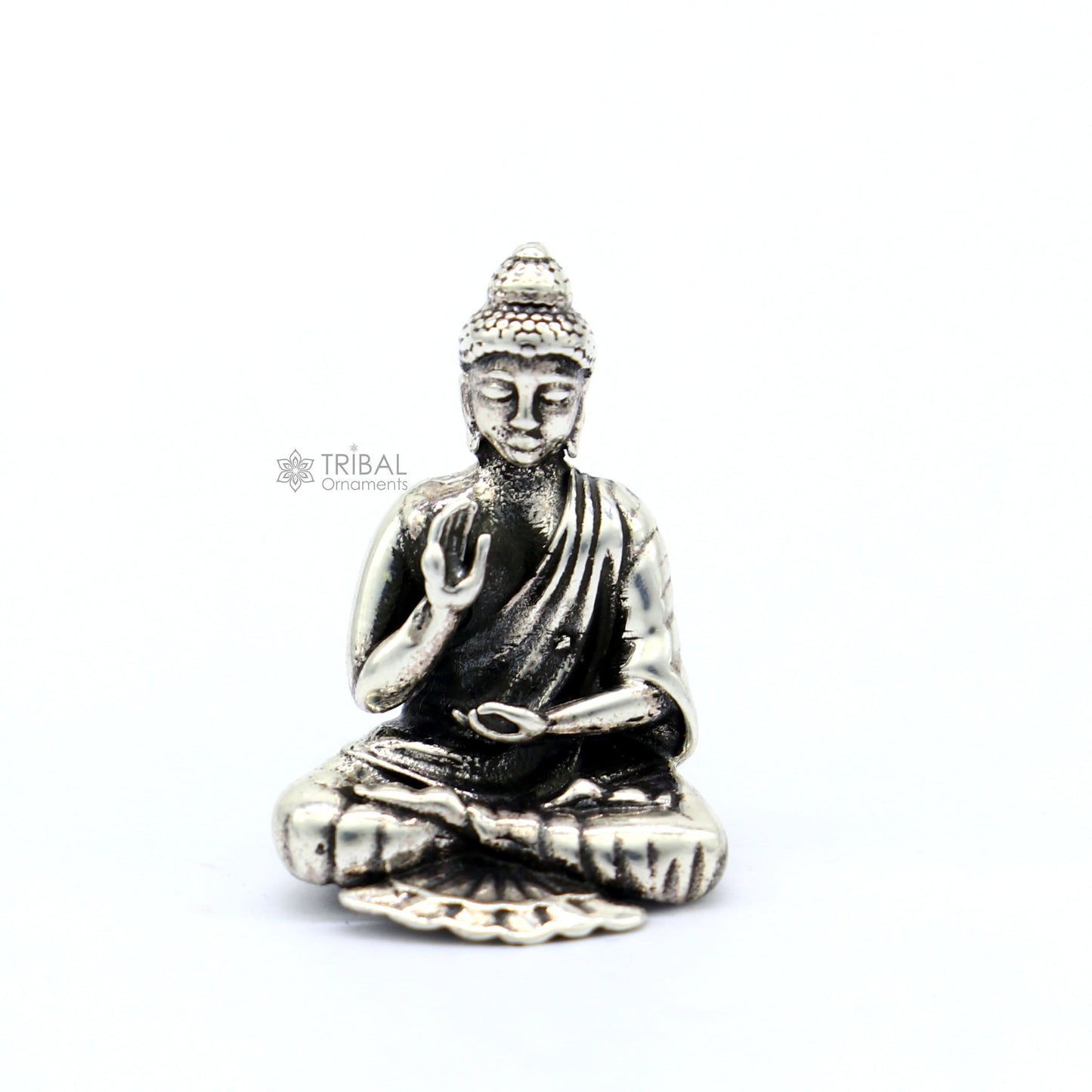 925 sterling silver handmade divine idol buddha figurine meditation statue article art765 - TRIBAL ORNAMENTS