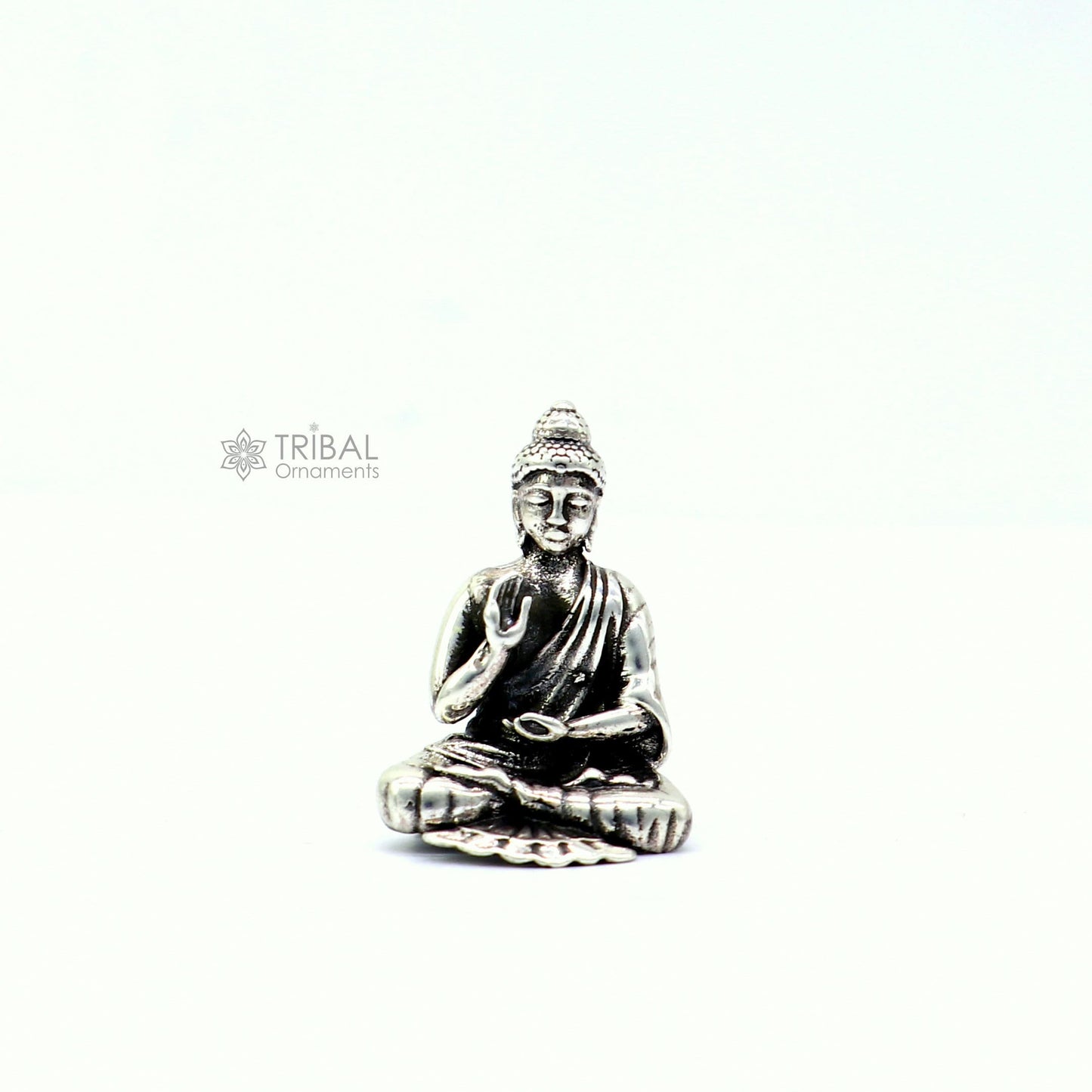 925 sterling silver handmade divine idol buddha figurine meditation statue article art765 - TRIBAL ORNAMENTS