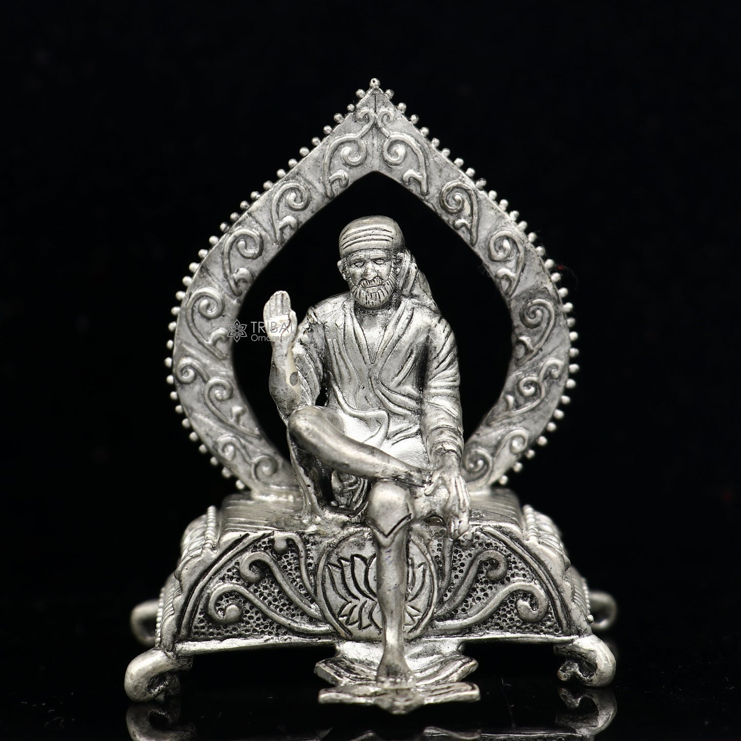 925 sterling silver handmade Divine idol deity Sai Baba mini temple statue murti Statue Sculpture figurine puja article gifting art654 - TRIBAL ORNAMENTS