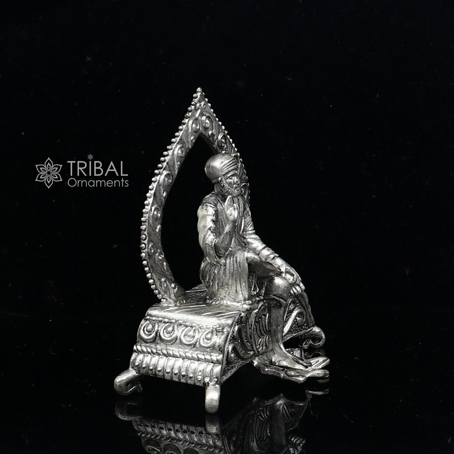 925 sterling silver handmade Divine idol deity Sai Baba mini temple statue murti Statue Sculpture figurine puja article gifting art654 - TRIBAL ORNAMENTS