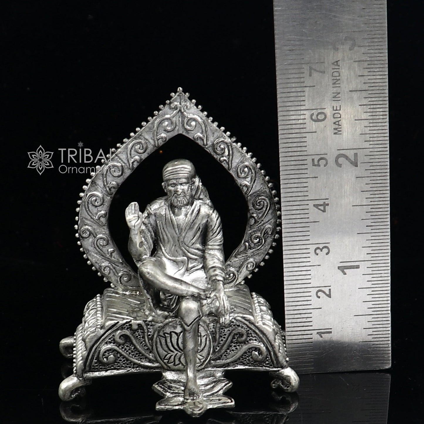925 sterling silver handmade Divine idol deity Sai Baba mini temple statue murti Statue Sculpture figurine puja article gifting art654 - TRIBAL ORNAMENTS