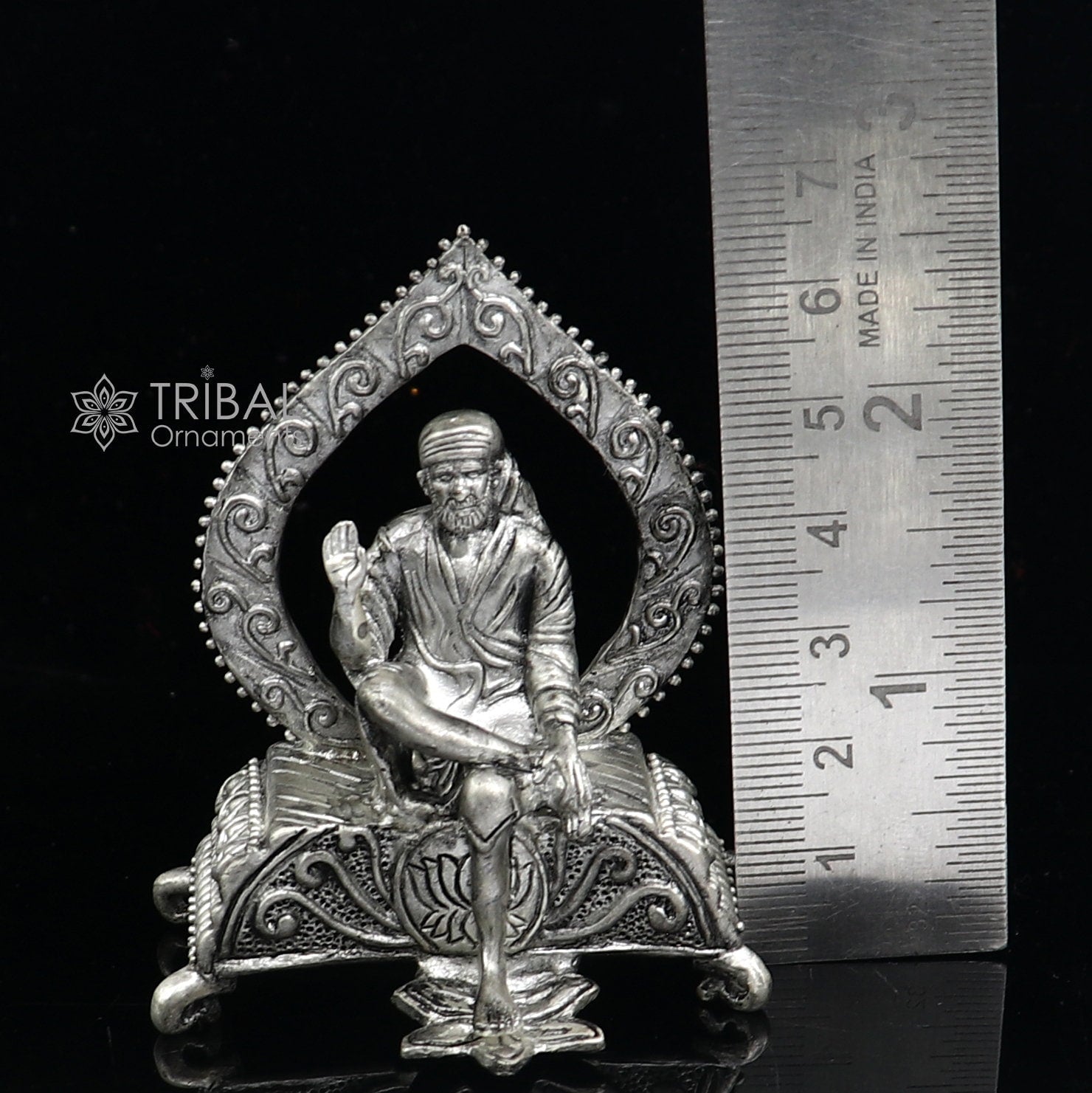 925 sterling silver handmade Divine idol deity Sai Baba mini temple statue murti Statue Sculpture figurine puja article gifting art654 - TRIBAL ORNAMENTS