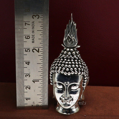 925 sterling silver handmade divine idol lord buddha face figurine statue, silver god Goutam Bbuddha sculpture best gifting article su997 - TRIBAL ORNAMENTS